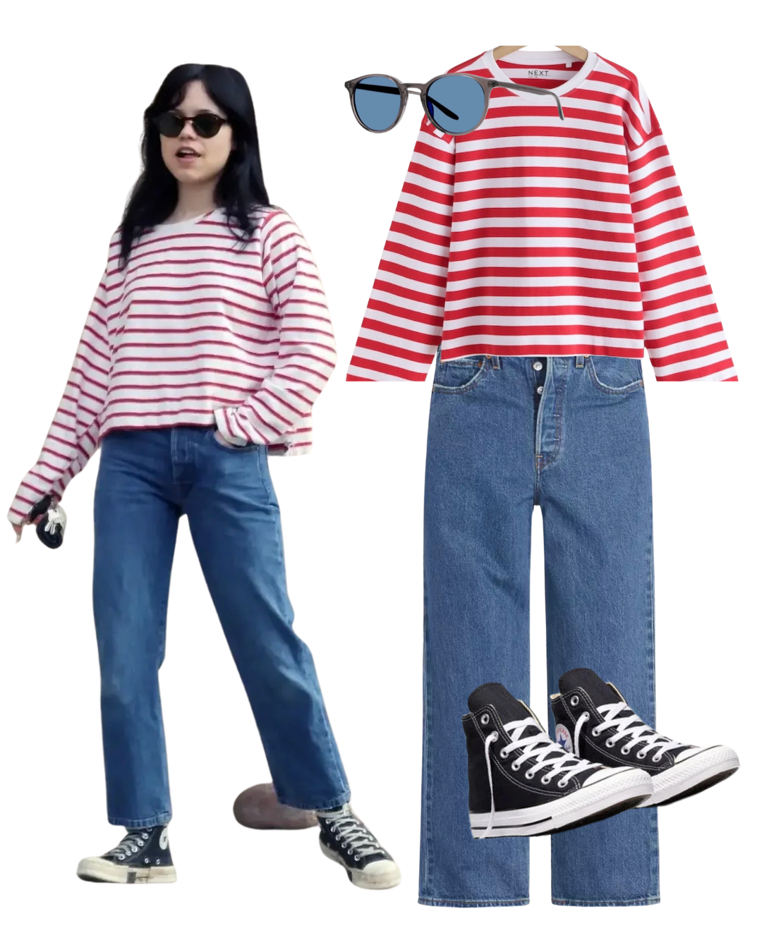 Get Jenna Ortega’s Jeans and Striped Top Look